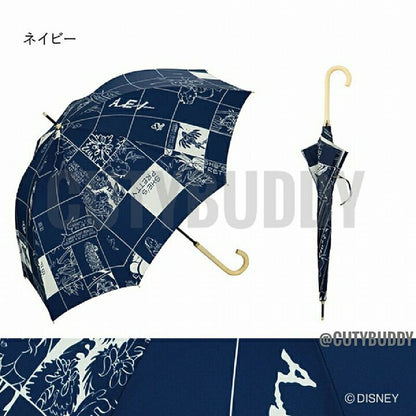 🇯🇵日本 DISNEY PDC x ALICE愛麗絲夢遊仙境 漫畫風格 防UV長柄傘 UMBRELLA ディズニー キャラクター 晴雨兼用 UVカット  ふしぎの国のアリス 木製ハンドル カジュアル