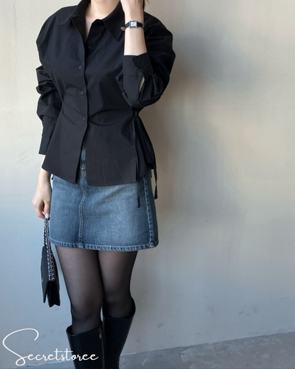 🇰🇷韓國｜性感修腰蝴蝶結恤衫（3色入）
★ 產品編號🔎 SS-ks4fc02920