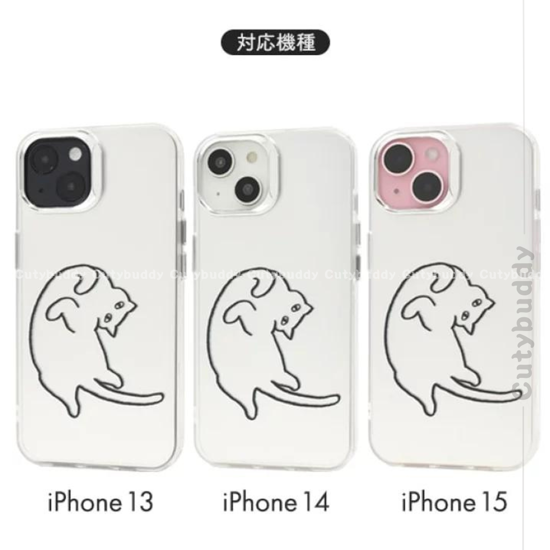🇯🇵日本 Cat and Panda Design Case iPhone 13/13pro-15/15pro 貓咪熊貓單色設計殼