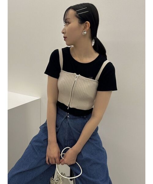 (50%off)🇯🇵 JAPAN ♥ Double-Zip Ribbed Knit Bustier 雙拉鍊羅紋針織背心 (2色) jr5693