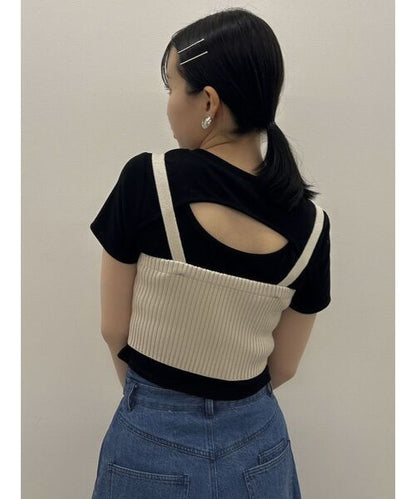 (50%off)🇯🇵 JAPAN ♥ Double-Zip Ribbed Knit Bustier 雙拉鍊羅紋針織背心 (2色) jr5693