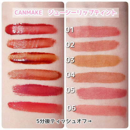 🇯🇵日本｜5分鐘打造完美水油比例｜CANMAKE  Juicy Lip Tint 果漾唇彩 キャンメイク ジューシーリップティント