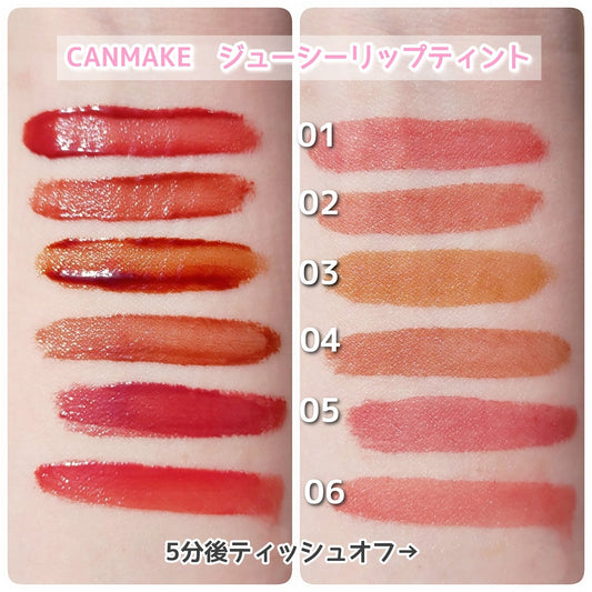 🇯🇵日本｜5分鐘打造完美水油比例｜CANMAKE  Juicy Lip Tint 果漾唇彩 キャンメイク ジューシーリップティント