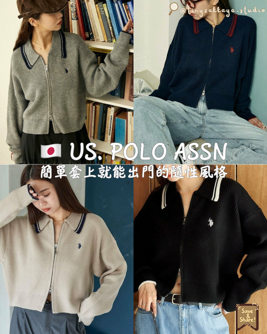 🇯🇵JAPAN ♥ 
U.S. POLO ASSN. Collar Line Knit
POLO 限定短版可愛學院風針織開襟衫◍ 4色入🧾 ɪᴛᴇᴍ ɴᴏ.：jrqd73810