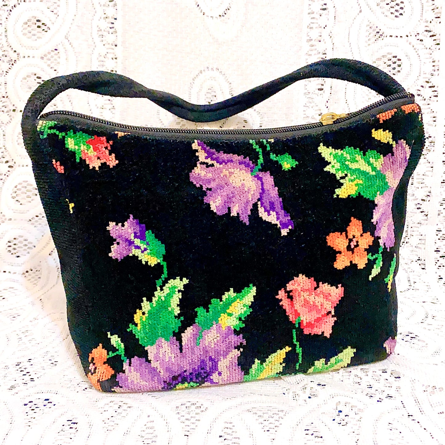 🇯🇵日本古著｜Vintage Bags - Feiler 黑底花花袋
🔎 ss-vin437