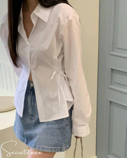 🇰🇷韓國｜性感修腰蝴蝶結恤衫（3色入）
★ 產品編號🔎 SS-ks4fc02920