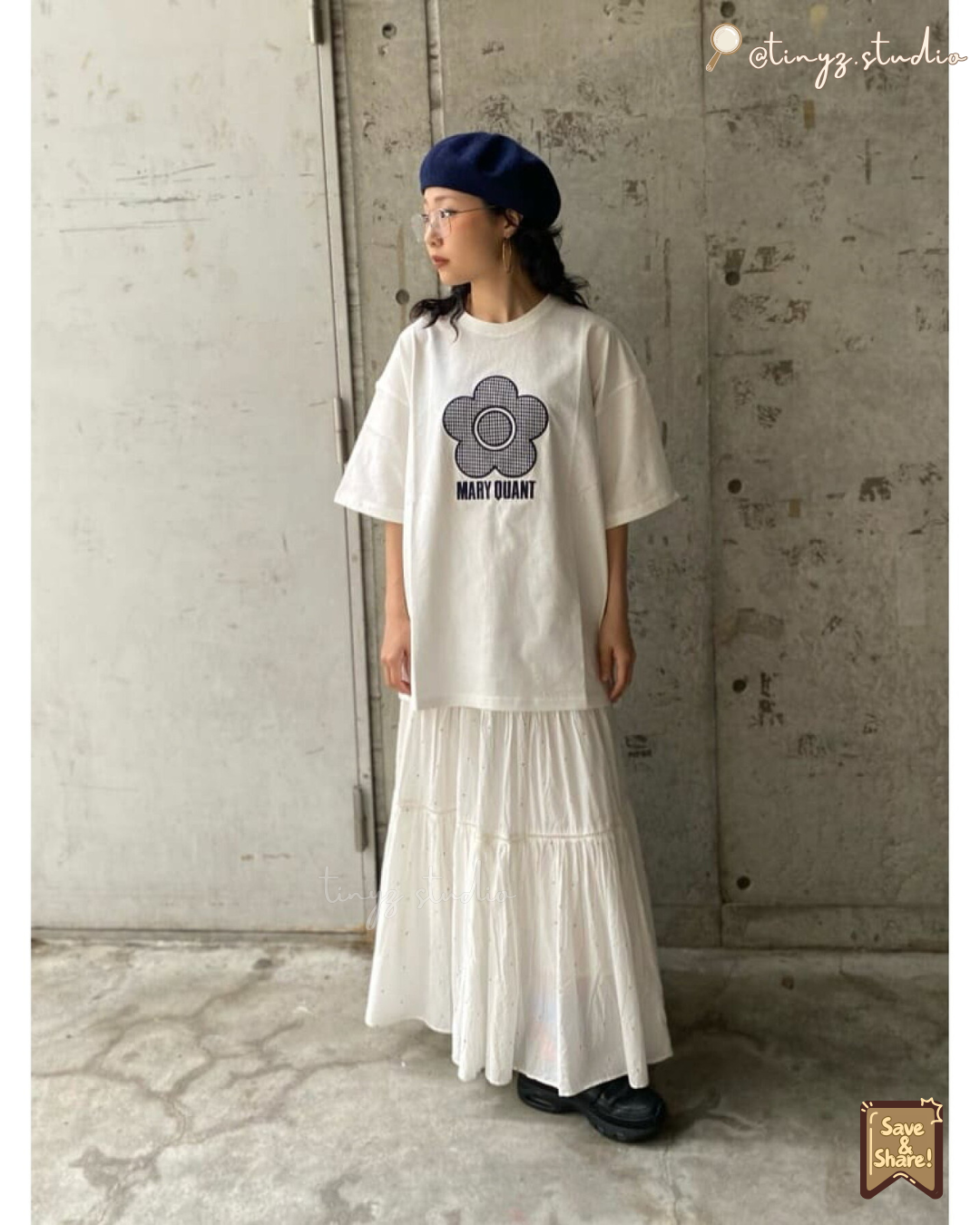 ☁️ 🇯🇵JAPAN ♥ MARY QUANT x Publux Mixed Material Daisy Art TEE 限定聯乘 花花 T恤 🧾 ɪᴛᴇᴍ ɴᴏ.：jrrk319