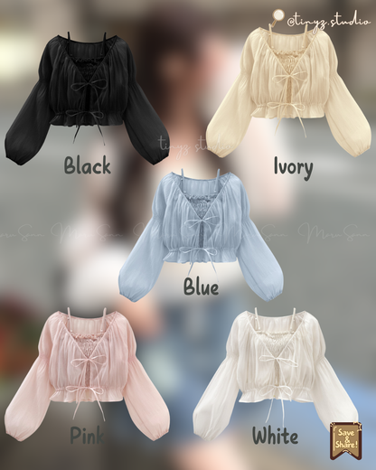 ☁️ 🇯🇵JAPAN ♥ Double Ribbon Chiffon Bolero x Camisole Ensemble 雙緞帶雪紡短外套 x 吊帶背心套裝 jgdk14010