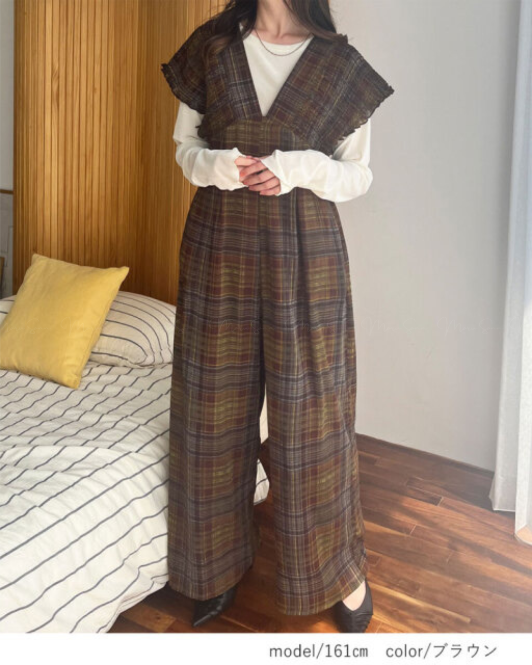 (UK🇬🇧)🇯🇵 JAPAN ♥ Rejoule Checkered Shirred Overalls ♥ Rejoule 格紋褶皺連身褲  🔎 ɪᴛᴇᴍ ɴᴏ：SS-JSR256510440