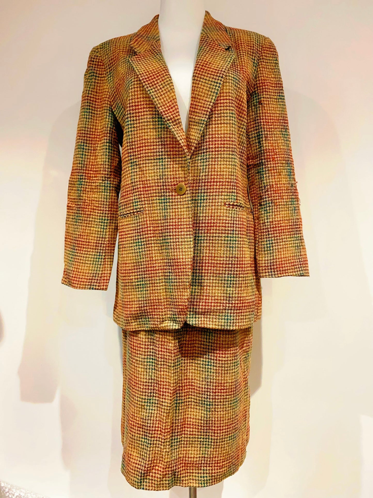 🇯🇵日本古著｜VintageClothes - 細彩色格紋羊毛西裝套裝 suit 🔎 ss-vin389