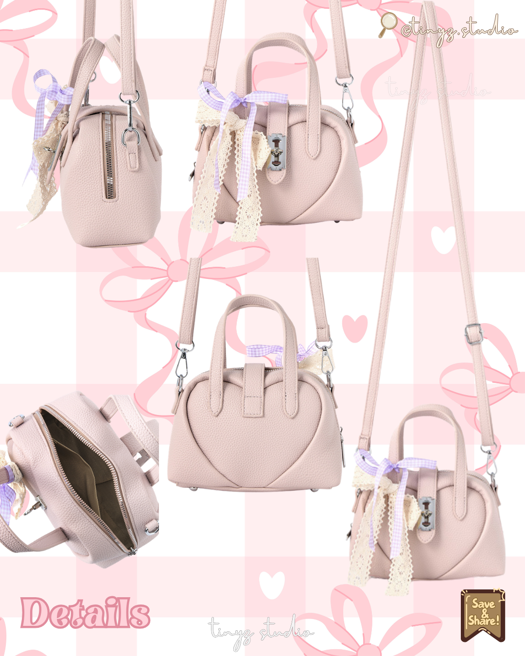 🇯🇵JAPAN ♥ Mini bag with a heart design and a ribbon 心心緞帶蝴蝶結可愛2way袋 ɪᴛᴇᴍ ɴᴏ.：jgat2549