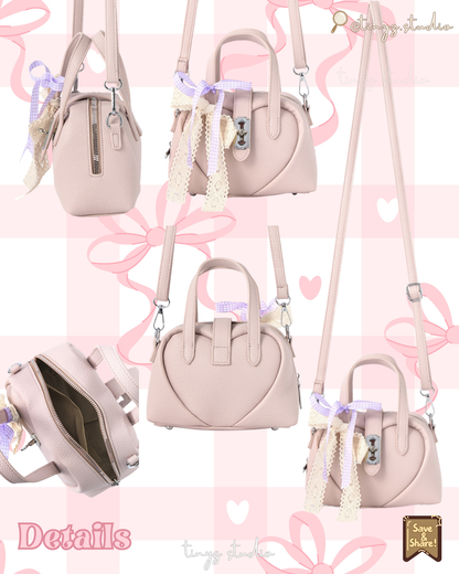 🇯🇵JAPAN ♥ Mini bag with a heart design and a ribbon 心心緞帶蝴蝶結可愛2way袋 ɪᴛᴇᴍ ɴᴏ.：jgat2549