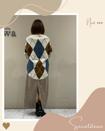 🇯🇵Japan｜Versatile Diamond Knit Cardigan★ SS-6A33L2D0900