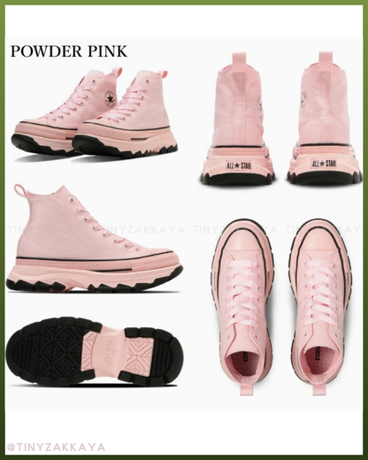🇯🇵日本限定 ♥ CONVERSE ALL STAR TREKWAVE BLACKPINK 高筒撞色厚底鞋(Powder Pink / BLACK) \ 選擇困難症！夢幻配色超甜美，5cm厚底小個子必備 /
