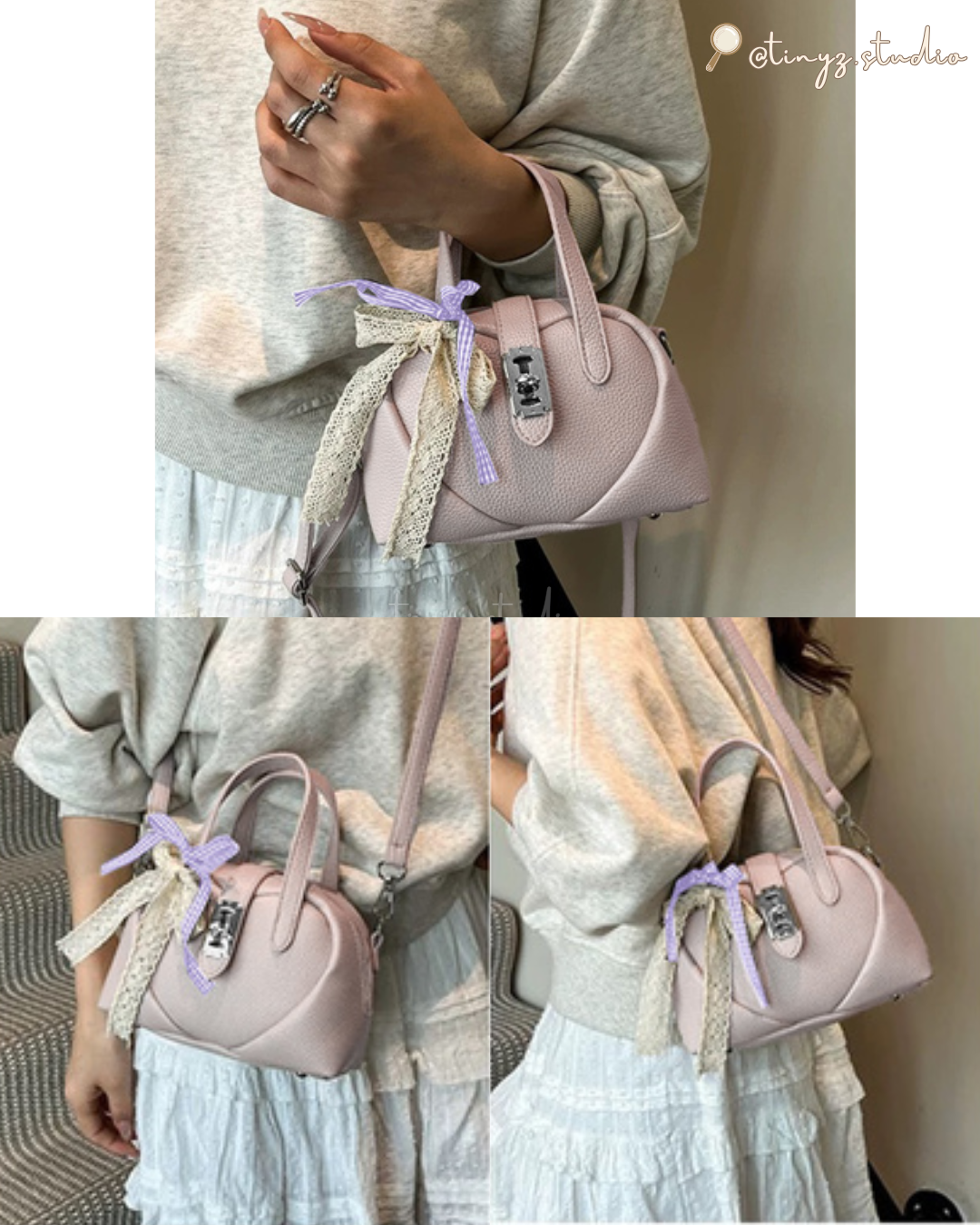 🇯🇵JAPAN ♥ Mini bag with a heart design and a ribbon 心心緞帶蝴蝶結可愛2way袋 ɪᴛᴇᴍ ɴᴏ.：jgat2549