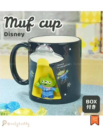 🇯🇵日本 ♡ DISNEY Alien 3D Spaceship Ceramic Mug 迪士尼三眼仔太空船杯 ディズニー エイリアン UFOマグ