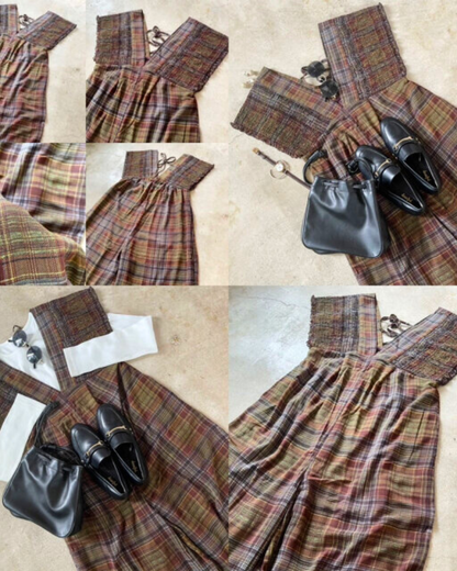 (UK🇬🇧)🇯🇵 JAPAN ♥ Rejoule Checkered Shirred Overalls ♥ Rejoule 格紋褶皺連身褲  🔎 ɪᴛᴇᴍ ɴᴏ：SS-JSR256510440