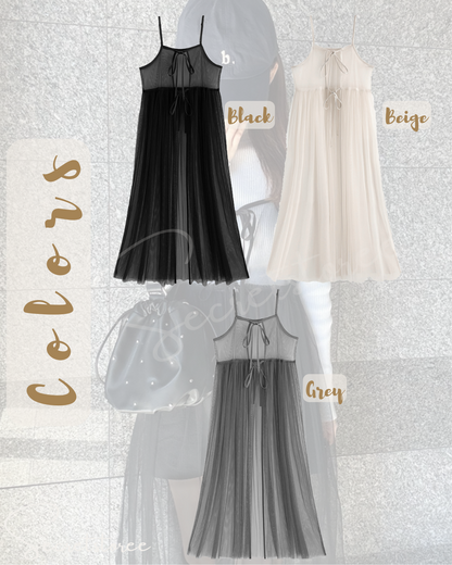🇯🇵Japan｜Tulle Ribbon Slip Dress★ SS-gofo18730 