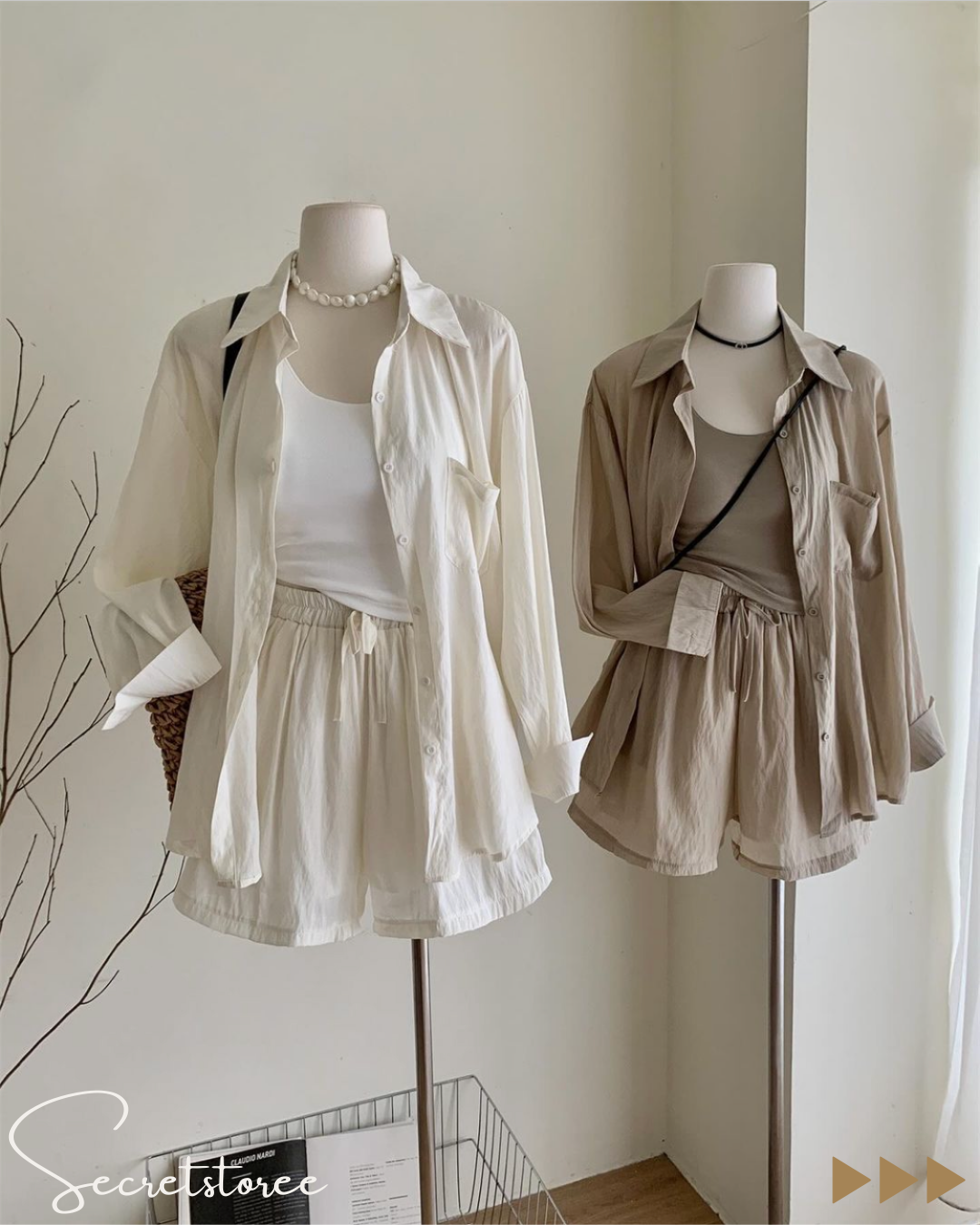 🇰🇷Korean cotton and linen casual three-piece set (3 colors)
 ★ Product Code 🔎 SS-sb13838 