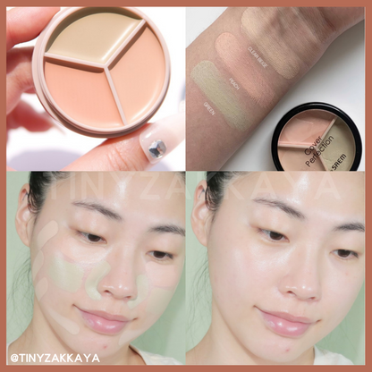 🇰🇷Korea｜Olive Young's best-selling concealer!｜THE SAEM Perfect 3 in 1 3-color concealer 01&amp;02
 The SAEM Cover Perfection Triple Pot Concealer
