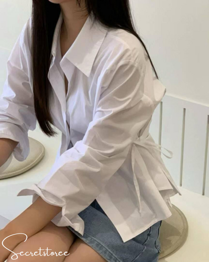 🇰🇷韓國｜性感修腰蝴蝶結恤衫（3色入）
★ 產品編號🔎 SS-ks4fc02920