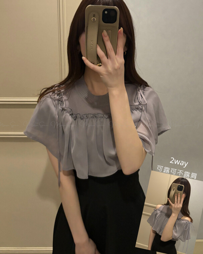 🇯🇵Japan 2-way shoulder open knit blouse ◇ 日本 2way肩部鏤空針織襯衫 🔎 ɪᴛᴇᴍ ɴᴏ：SS-jgmb15730