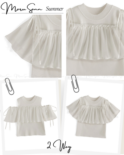 🇯🇵Japan 2-way shoulder open knit blouse ◇ 日本 2way肩部鏤空針織襯衫 🔎 ɪᴛᴇᴍ ɴᴏ：SS-jgmb15730