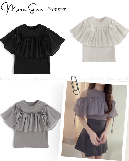 🇯🇵Japan 2-way shoulder open knit blouse ◇ 日本 2way肩部鏤空針織襯衫 🔎 ɪᴛᴇᴍ ɴᴏ：SS-jgmb15730