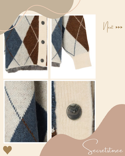 🇯🇵Japan｜Versatile Diamond Knit Cardigan★ SS-6A33L2D0900