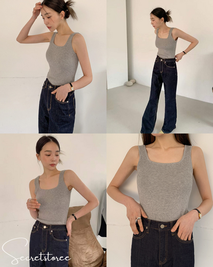 🇰🇷韓國｜百搭素色彈力顯瘦顯胸背心（4色入）
★ 產品編號🔎 SS-ks4fb27800