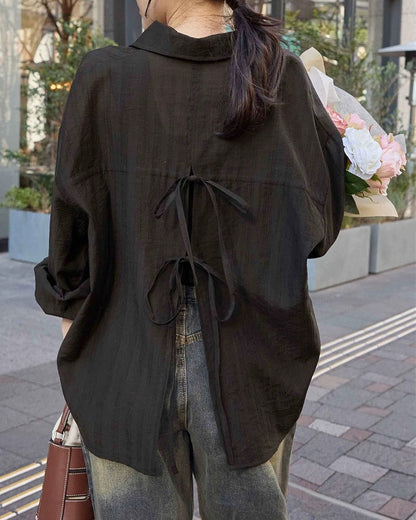 🇯🇵日本 後開衩緞帶蝴蝶結半透襯衫
◇ Japan Back slit ribbon sheer shirt
🔎 ɪᴛᴇᴍ ɴᴏ.： SS-jt274326