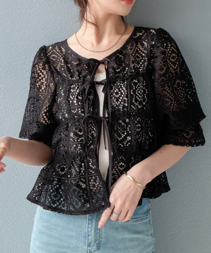 🇯🇵日本 鉤編蕾絲褶飾上衣 
◇ Crochet lace shirred top

🔎 ɪᴛᴇᴍ ɴᴏ.： SS-js2551106020