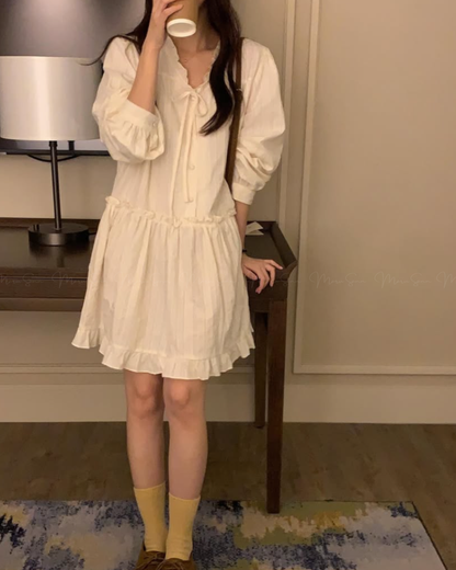 🇰🇷KOREA 
♥ 仙女感滿滿棉麻連身裙（2色入） SS-KSS99182518