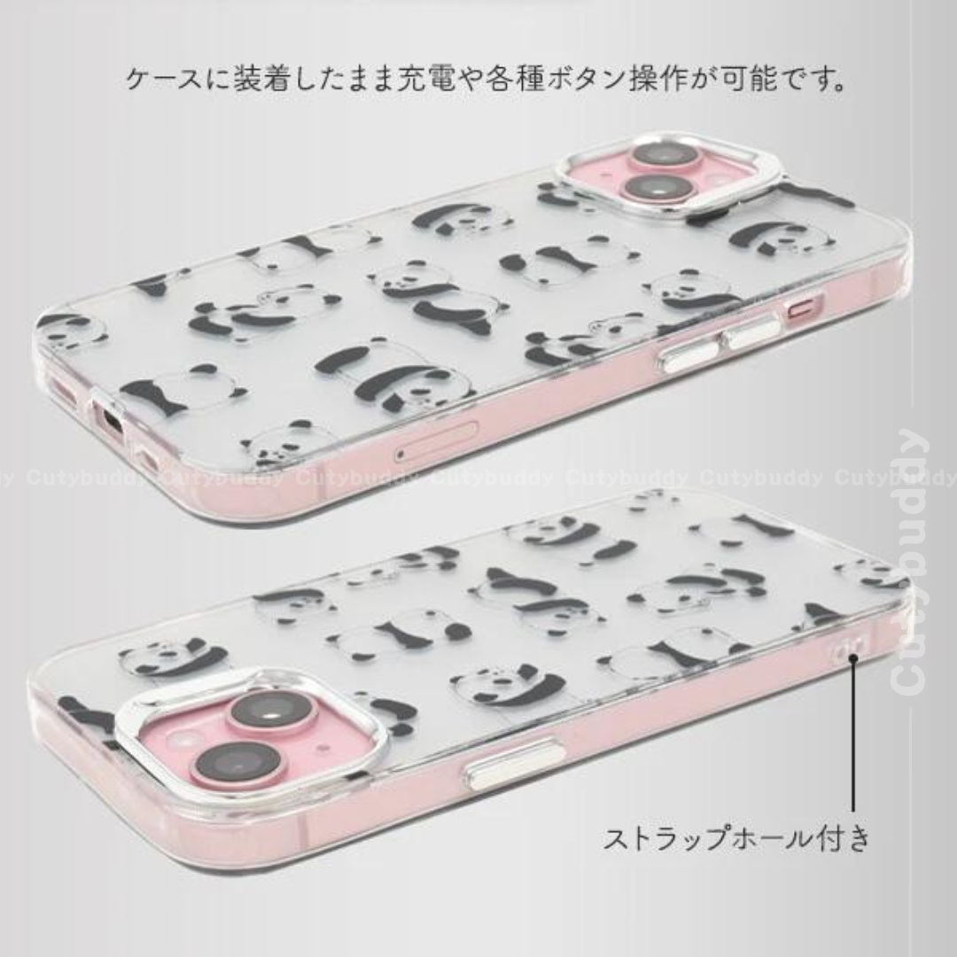 🇯🇵日本 Cat and Panda Design Case iPhone 13/13pro-15/15pro 貓咪熊貓單色設計殼