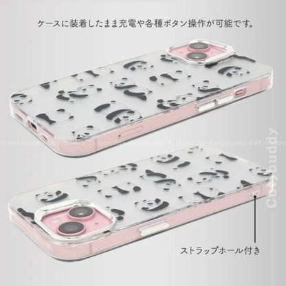 🇯🇵日本 Cat and Panda Design Case iPhone 13/13pro-15/15pro 貓咪熊貓單色設計殼