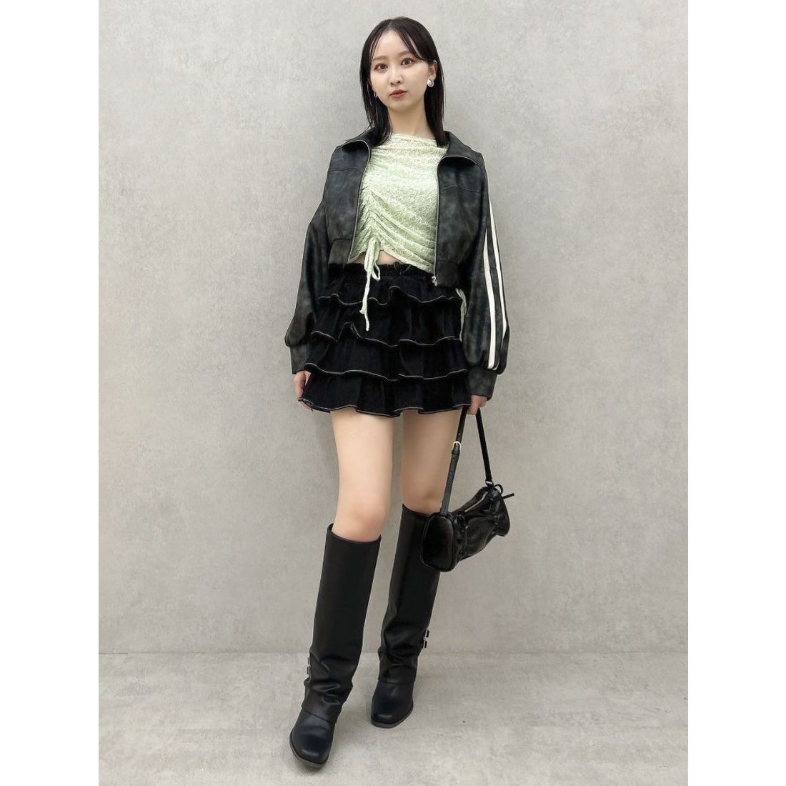 (50%off)🇯🇵 JAPAN ♥ Gathered Ribbon Lace Top (Green)  褶皺緞帶蕾絲上衣(綠色)  (2色) jrw26484