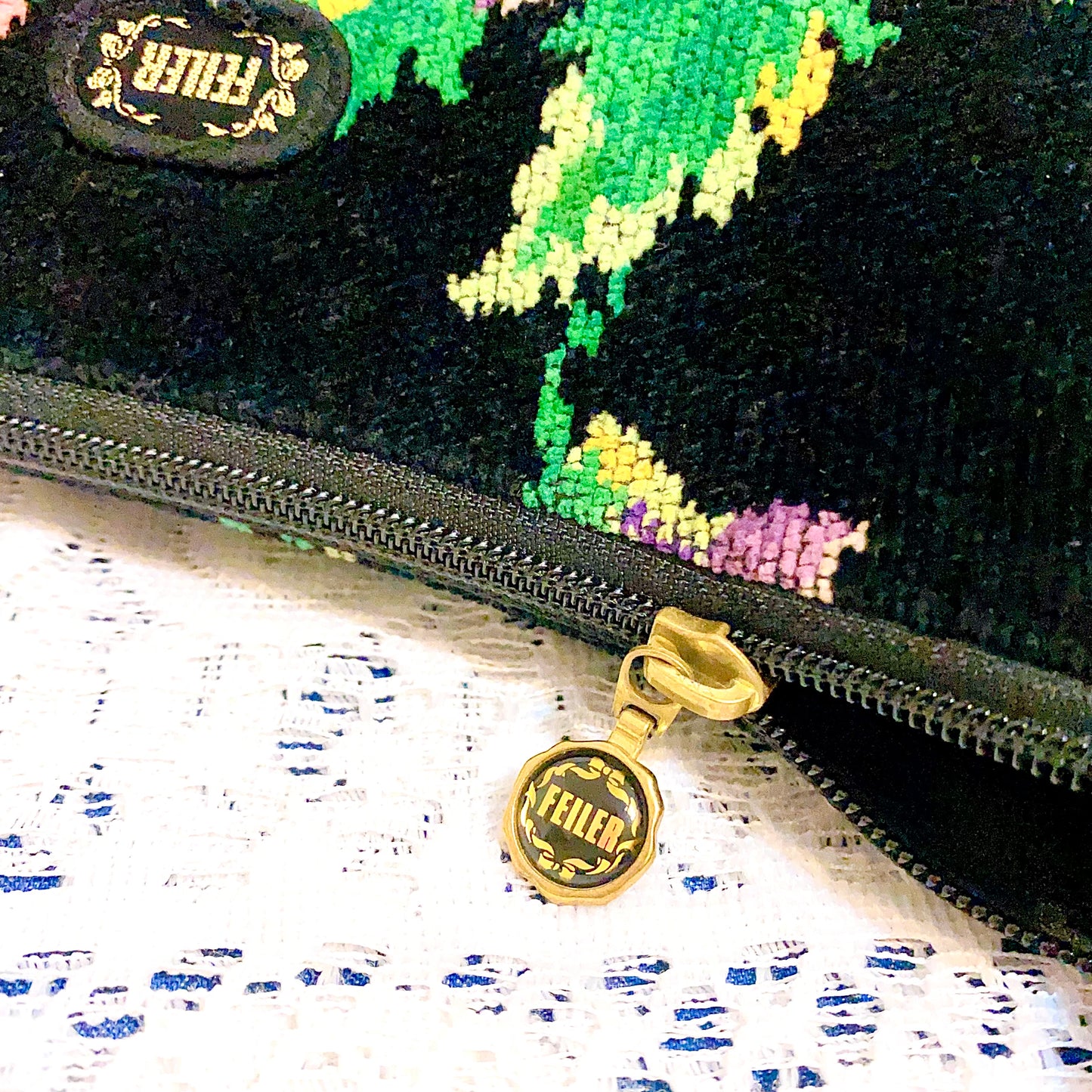 🇯🇵日本古著｜Vintage Bags - Feiler 黑底花花袋
🔎 ss-vin437