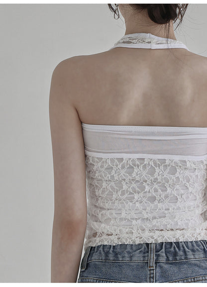 🇰🇷KOREA ♥ Lace halter top 蕾絲掛頸背心 ks98235361