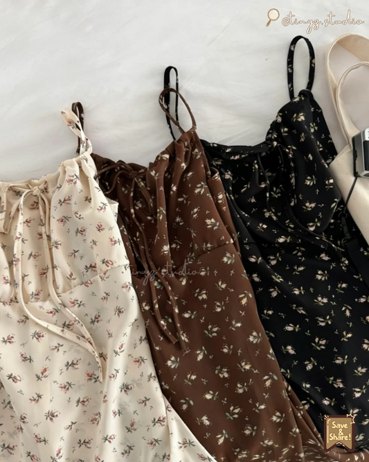 🇰🇷KOREA ♥ 小清新碎花吊帶蝴蝶結ops ◍ 3色入🧾 ɪᴛᴇᴍ ɴᴏ.：ks99654401