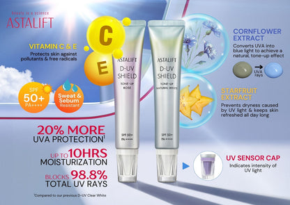 🇯🇵日本 ASTALIFT 透亮柔肌防曬霜 30g D-UV Shield Tone Up Rose SPF 50+ PA++++ アスタリフト D-UVシールド トーンアップ ナチュラルホワイト・化粧下地 30g