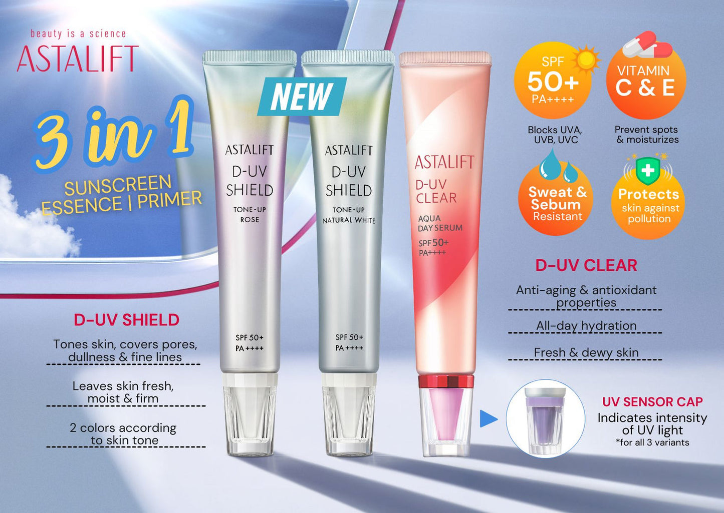 🇯🇵日本 ASTALIFT 透亮柔肌防曬霜 30g D-UV Shield Tone Up Rose SPF 50+ PA++++ アスタリフト D-UVシールド トーンアップ ナチュラルホワイト・化粧下地 30g