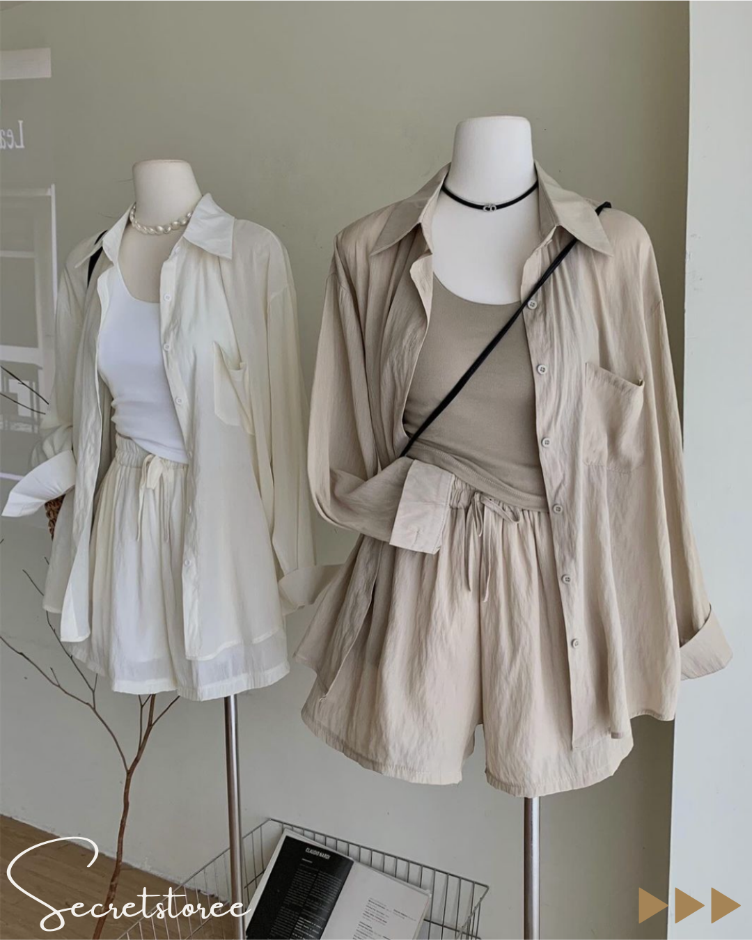 🇰🇷Korean cotton and linen casual three-piece set (3 colors)
 ★ Product Code 🔎 SS-sb13838 