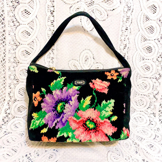 🇯🇵日本古著｜Vintage Bags - Feiler 黑底花花袋
🔎 ss-vin437