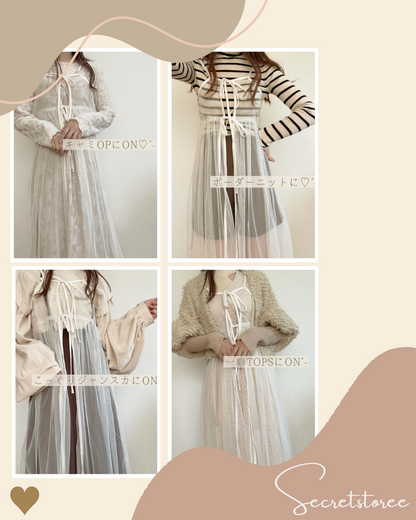 🇯🇵Japan｜Tulle Ribbon Slip Dress★ SS-gofo18730 