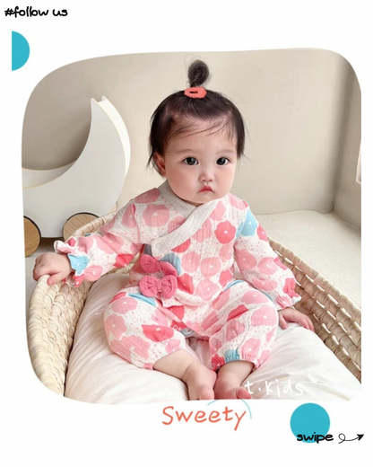 🇯🇵日本｜花花蝴蝶結兒童浴衣甚平
Jinbei rompers for babies, newborns, kids, children's clothing
甚平ロンパース　ベビー　新生児　キッズ　子供服