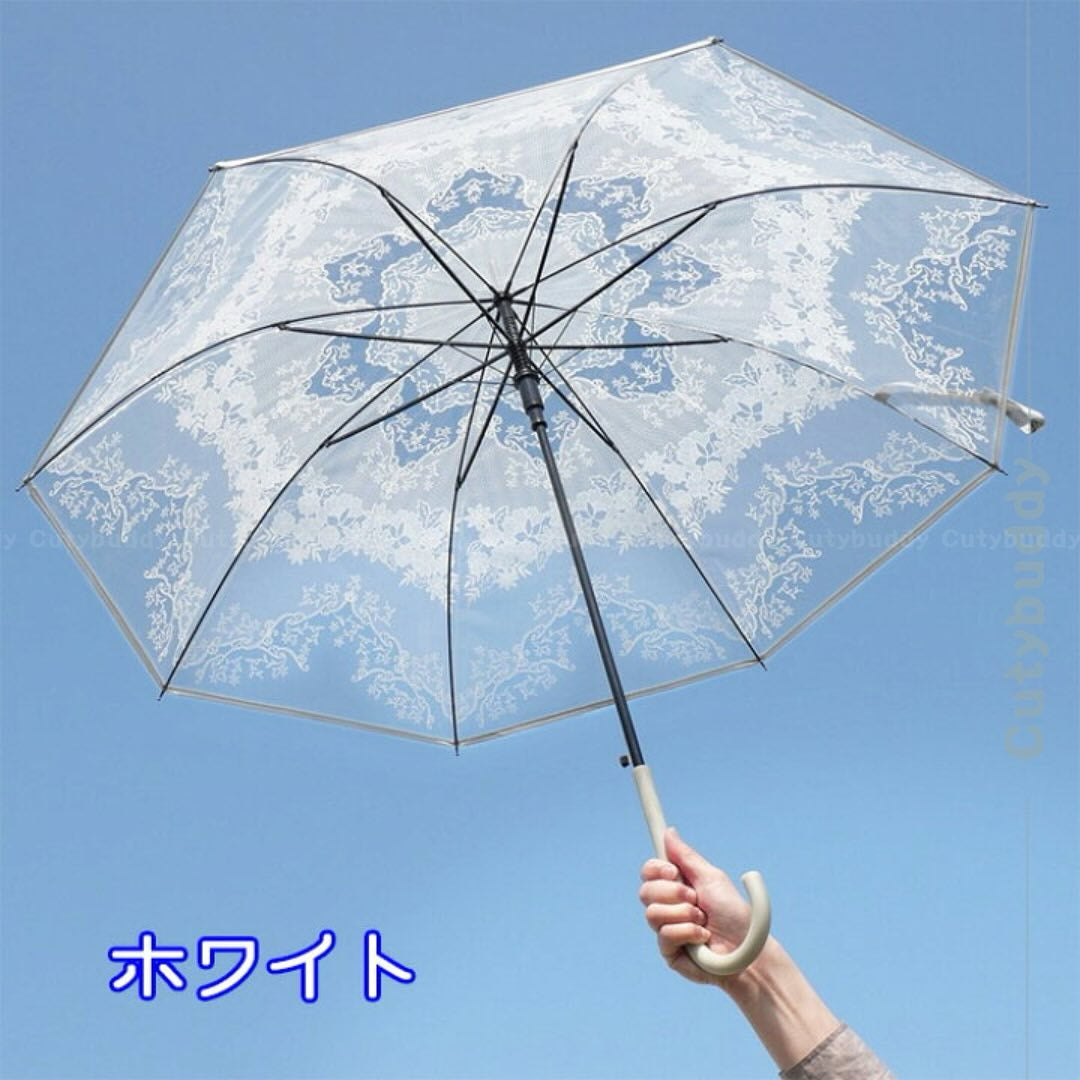 🇯🇵日本 Enchanté Lace pattern fabric umbrella 時尚蕾絲圖案長傘
