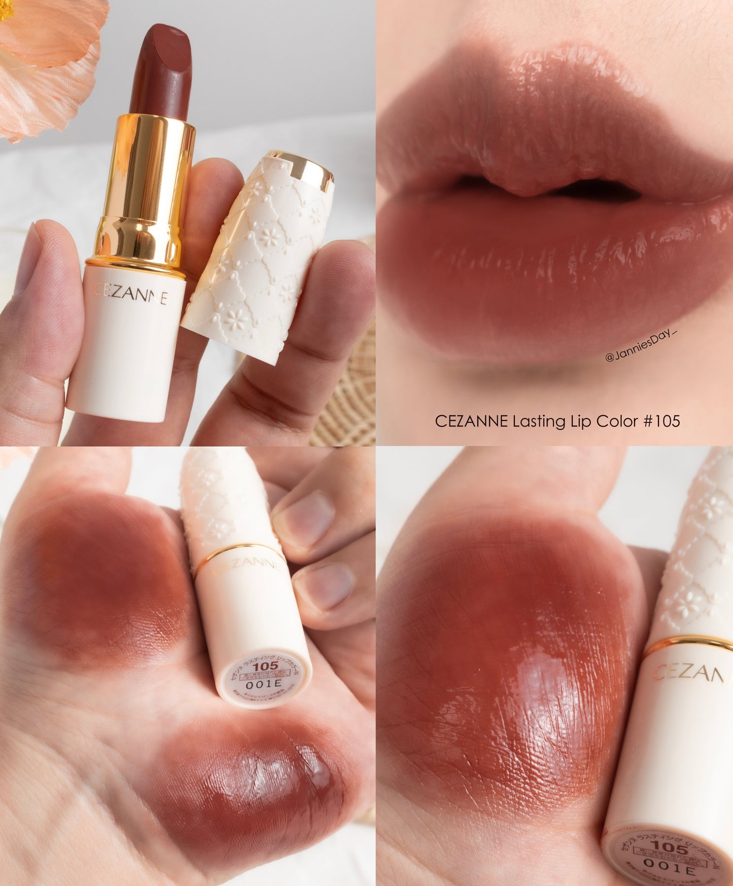 (Special offer while stocks last) 🇯🇵Japanese CEZANNE Lasting Moisturizing Lipstick Color (105) white tube moisturizing lipstick セザンヌラスティングリップカラー