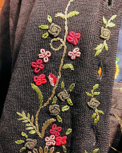 🇯🇵Japanese Vintage Embroidered Rose Red Jacket Vintage Black Rose Outer 🔎 ss-vin072