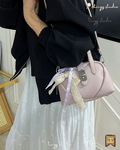 🇯🇵JAPAN ♥ Mini bag with a heart design and a ribbon 心心緞帶蝴蝶結可愛2way袋 ɪᴛᴇᴍ ɴᴏ.：jgat2549