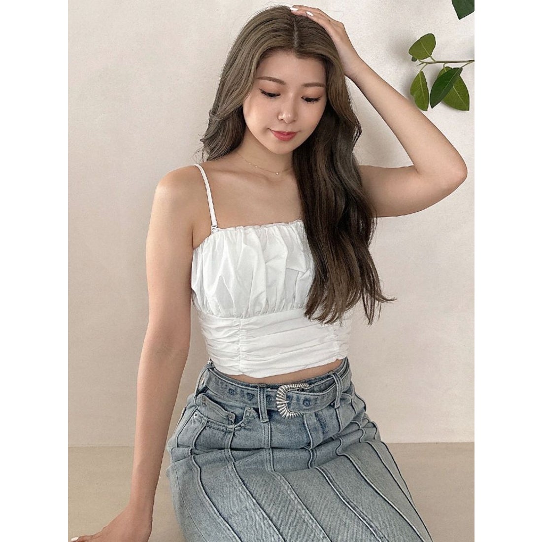 (50%off)🇯🇵 JAPAN ♥ Pleated cropped halter-neck top 褶皺短版吊帶背心 (1色) jrw4935